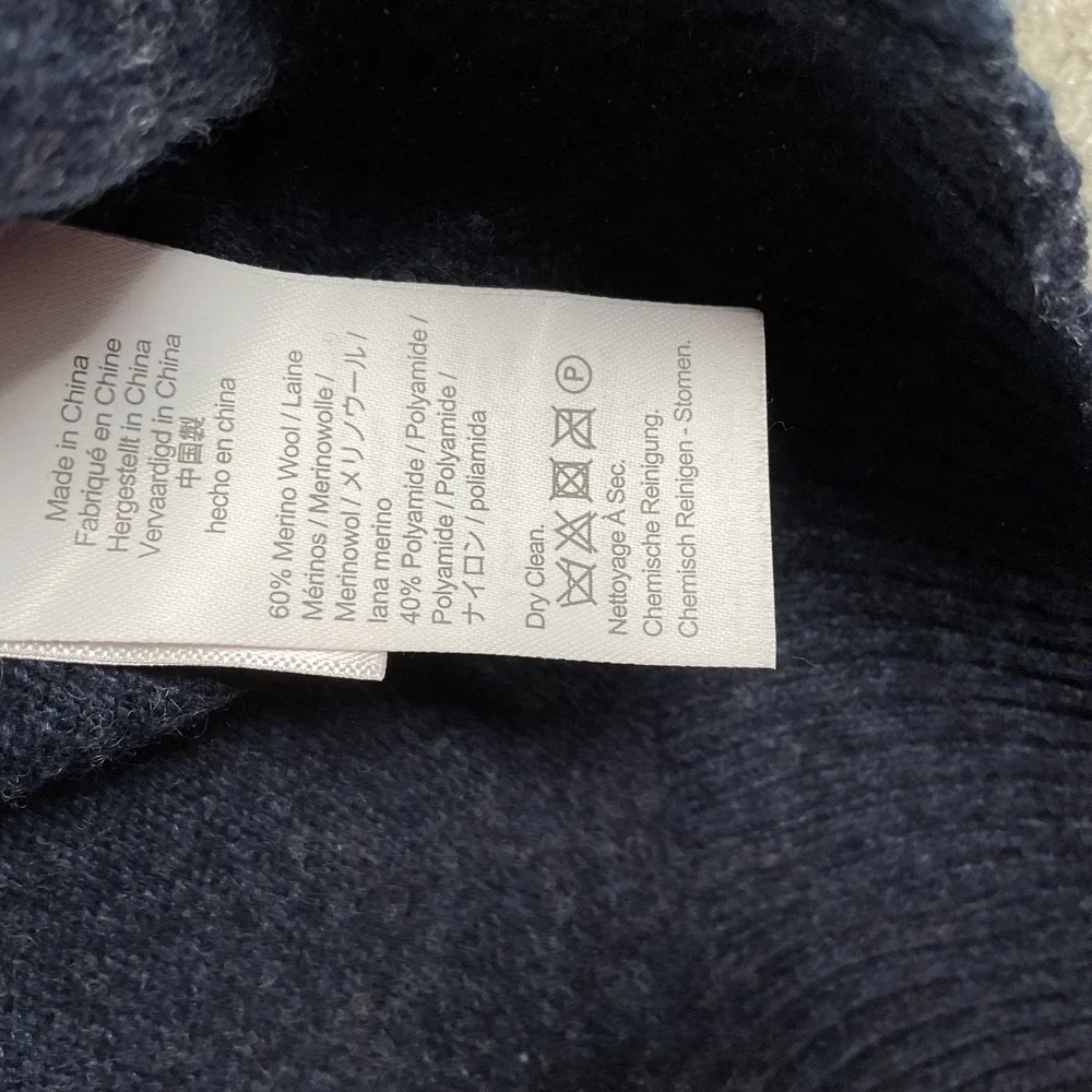 J.Crew Rugged Merino Quarter Zip Sweater Mens Large Navy‎ Blue Excellent Knit